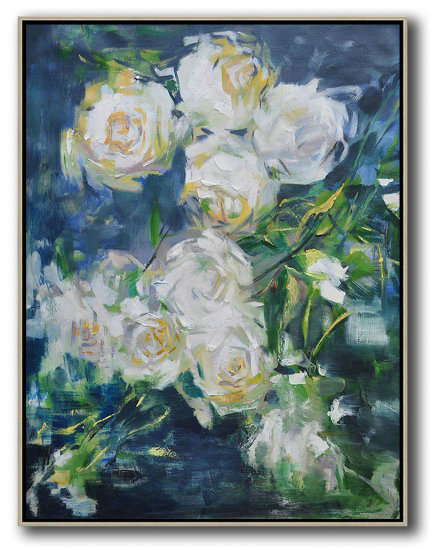 Hame Made Extra Large Vertical Abstract Flower Oil Painting #ABV0A15 - Click Image to Close